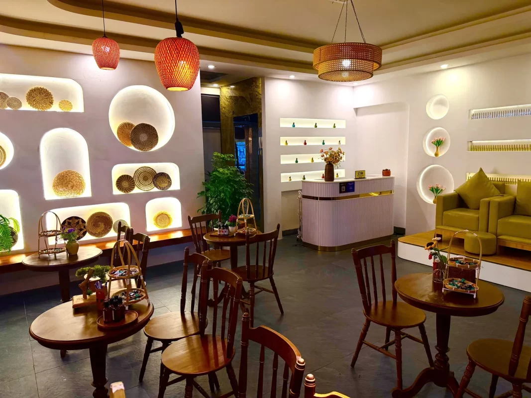 Khu trà và lễ tân tại Lion Spa Phú Quốc